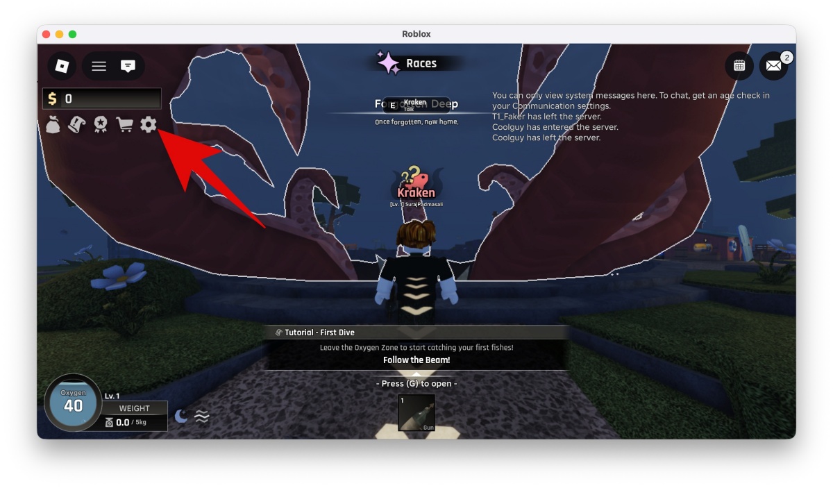 Roblox Abyss Codes (April 2026) 2 Click the Gear icon on the left side of the screen
