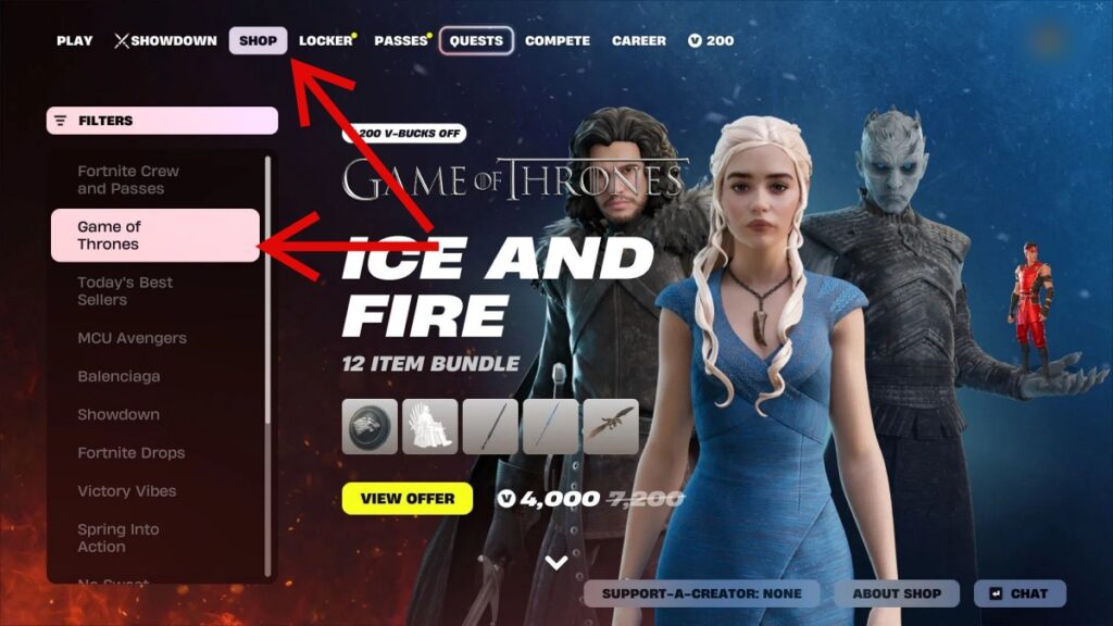 Buy Fortnite Game of Thrones Skins