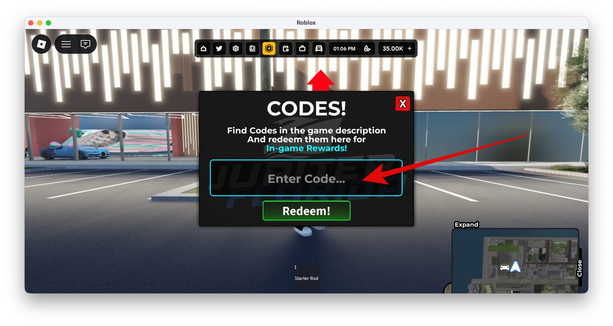 Enter a valid code in the Enter Code box