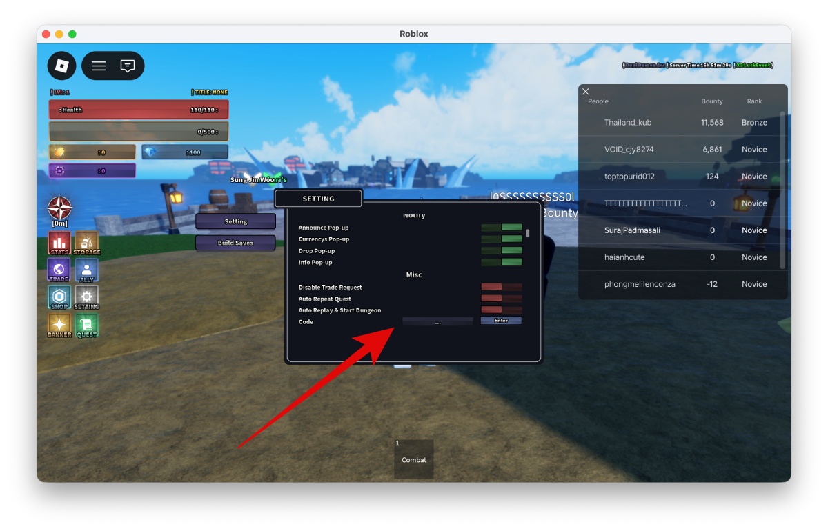 Rogue Piece Codes (April 2026): Free Beli, Boosts & More 3 Find the code input box and type in your code