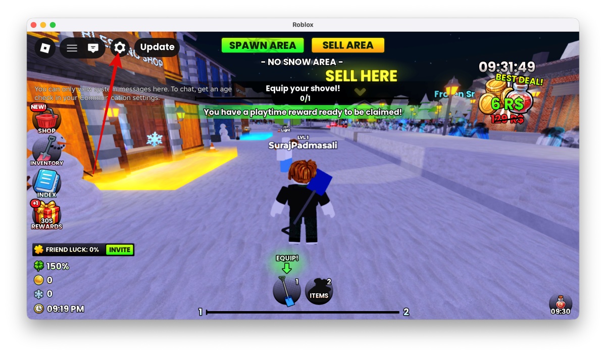 Hit the Settings button