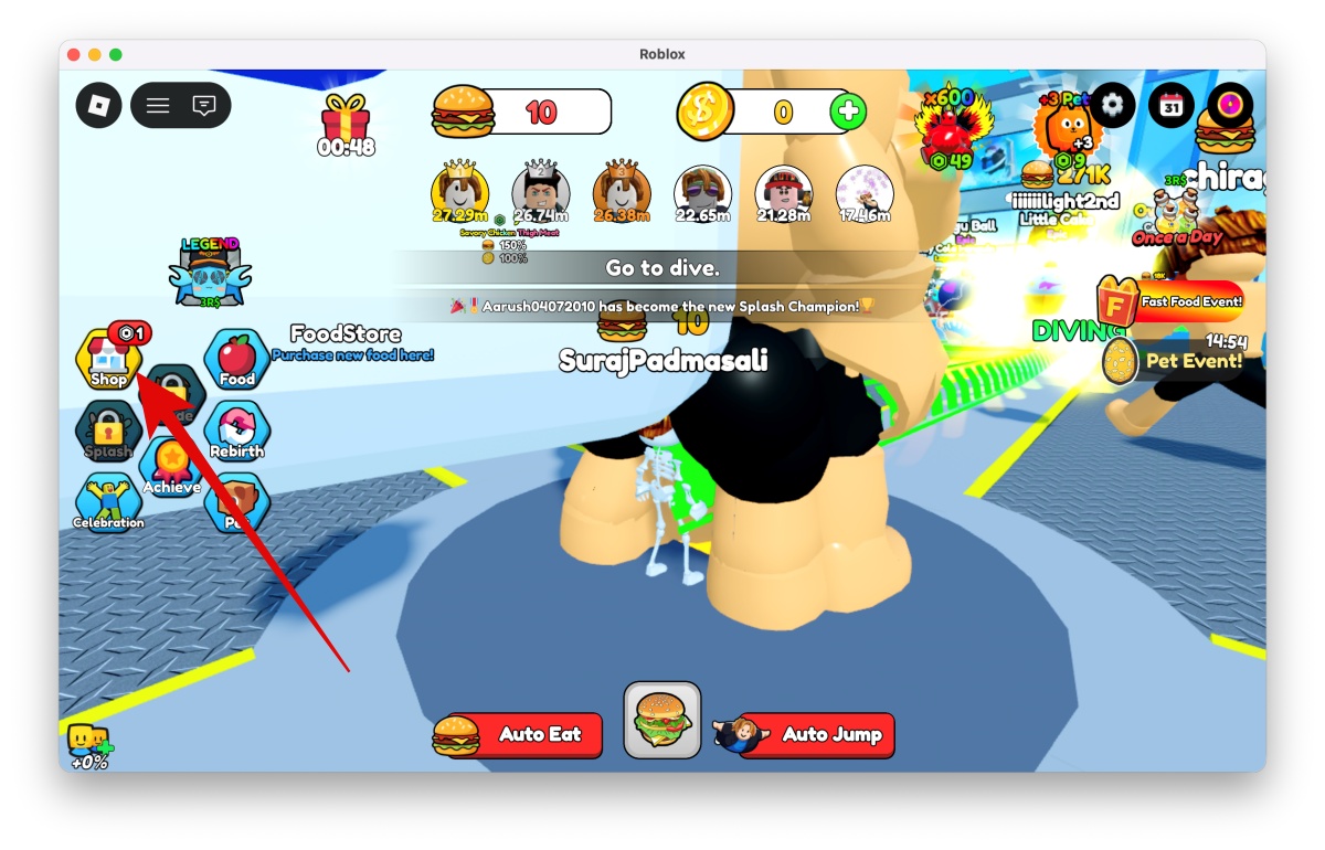 Get Fat to Splash Codes (April 2026): Free Fat Potions & Rewards 2 Hit the Shop button on the left side of your screen