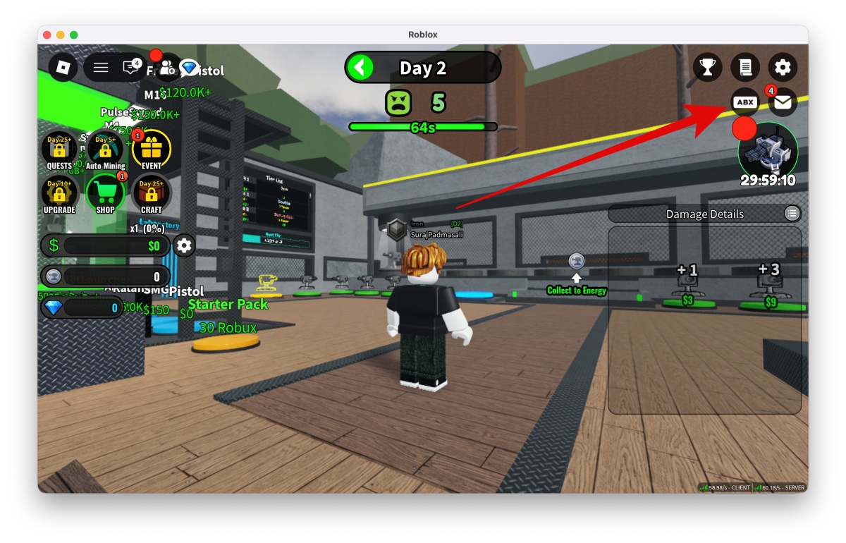 Merge Tower Defense Codes (April 2026) 2 Tap the small ABX button to open the codes menu