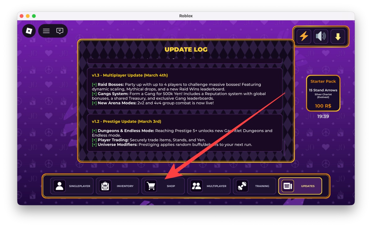 Tap the Shop icon at the bottom