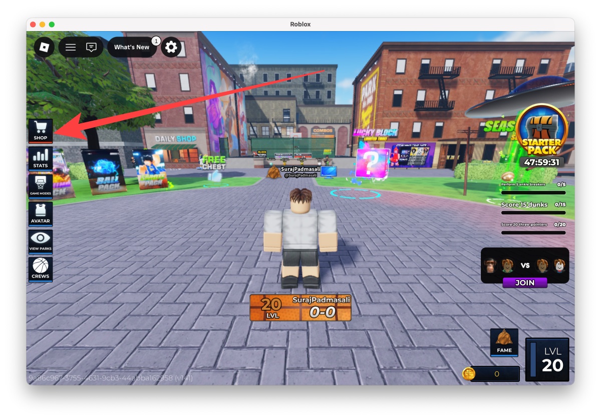 Tap the Shop icon on the left side of your screen